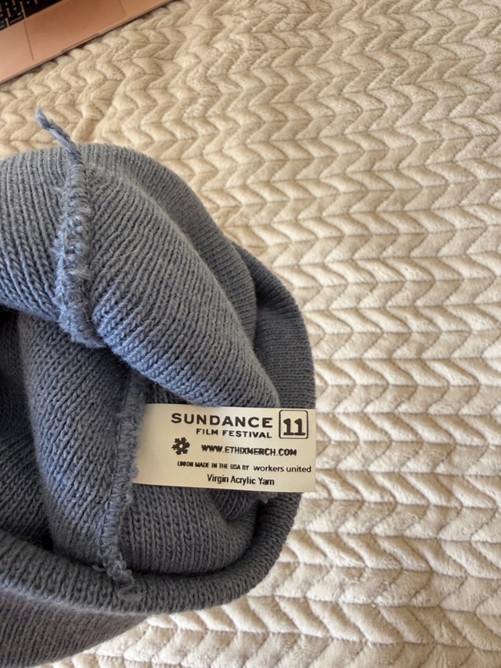 Light Blue Knit Beanie with Sundance Patch - Picture 2 of 2